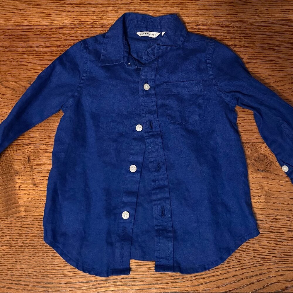 Janie and Jack - Blue Linen Shirt- 12-18m
